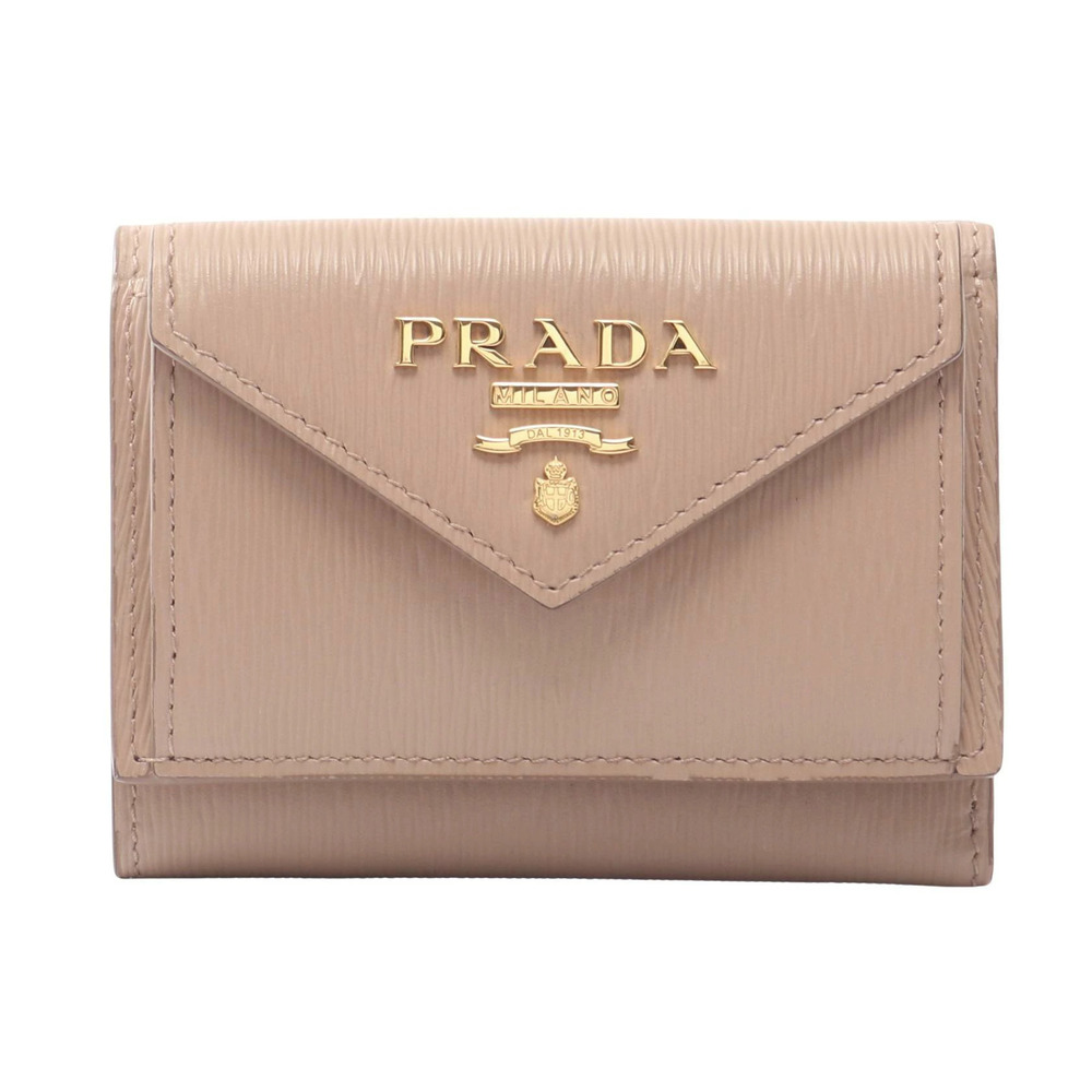 Prada Vitello Move Compact Wallet Trifold Leather Pink